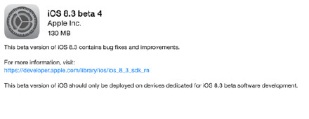 苹果面向开发者发布iOS 8.3 Beta 4jpg
