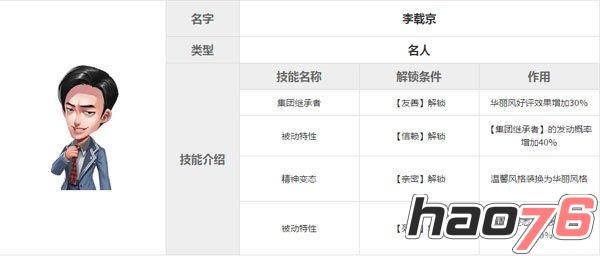 《梦想星城》李载京属性技能介绍